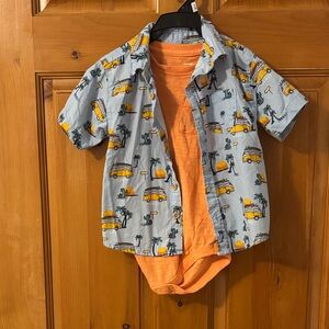 10/$25 Kids Tropical Print Shirt and Bodysuit Set - Blue and Orange